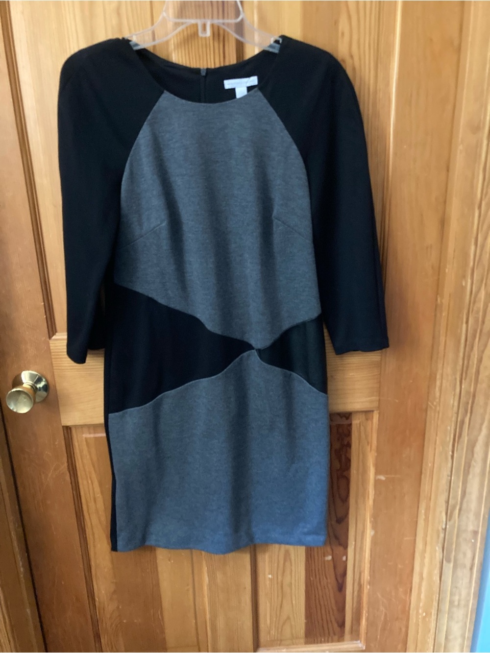 New York & Company Gray and Black Zip-Back Dress